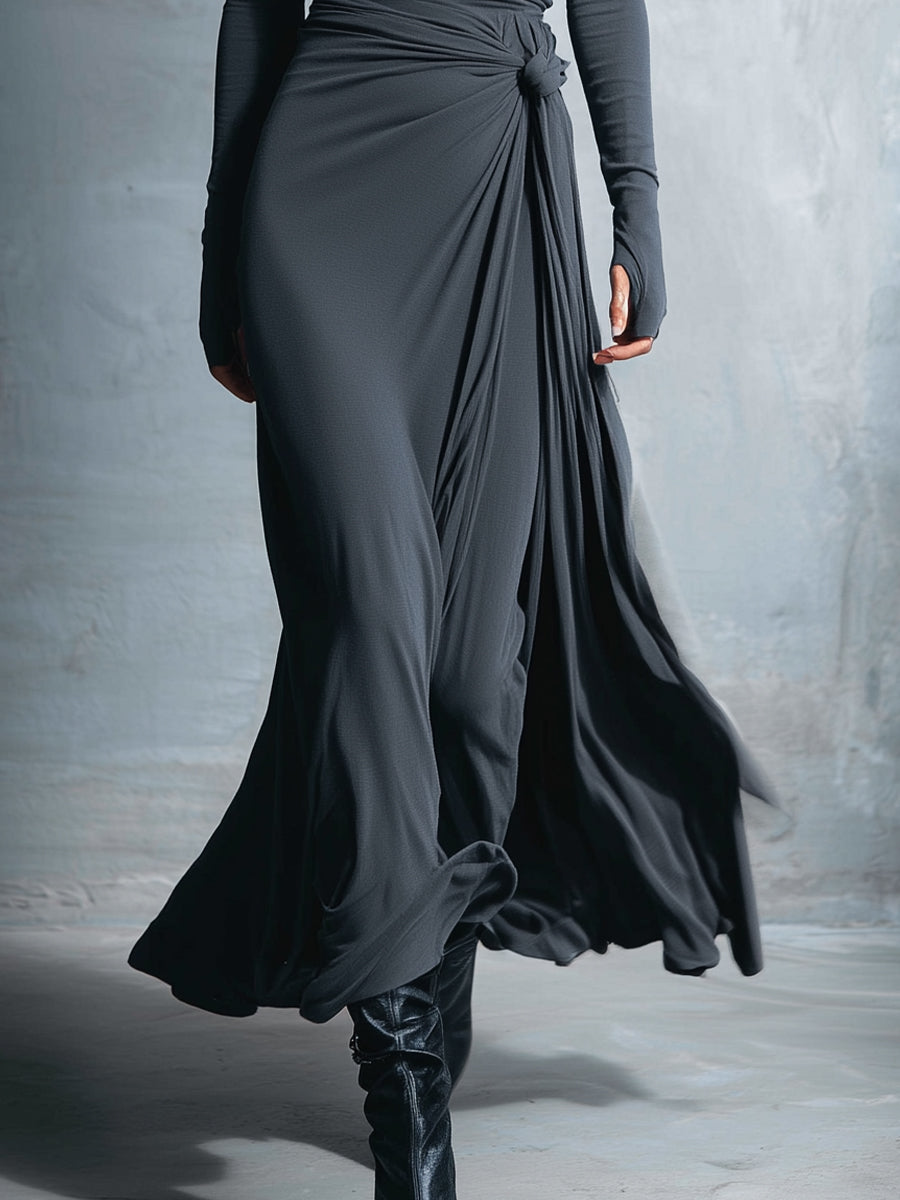 Maxi flowy side bow dress for women | Elvera -7