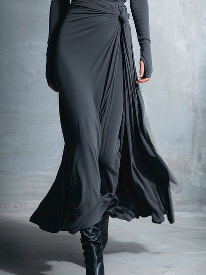 Maxi flowy side bow dress for women | Elvera -7