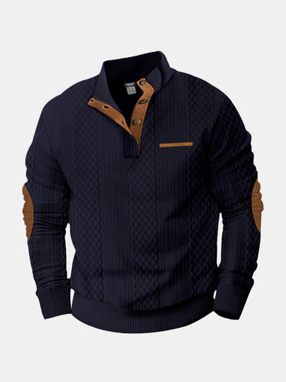 Knit cable-knit high collar structured sweater for men | Adrien -8