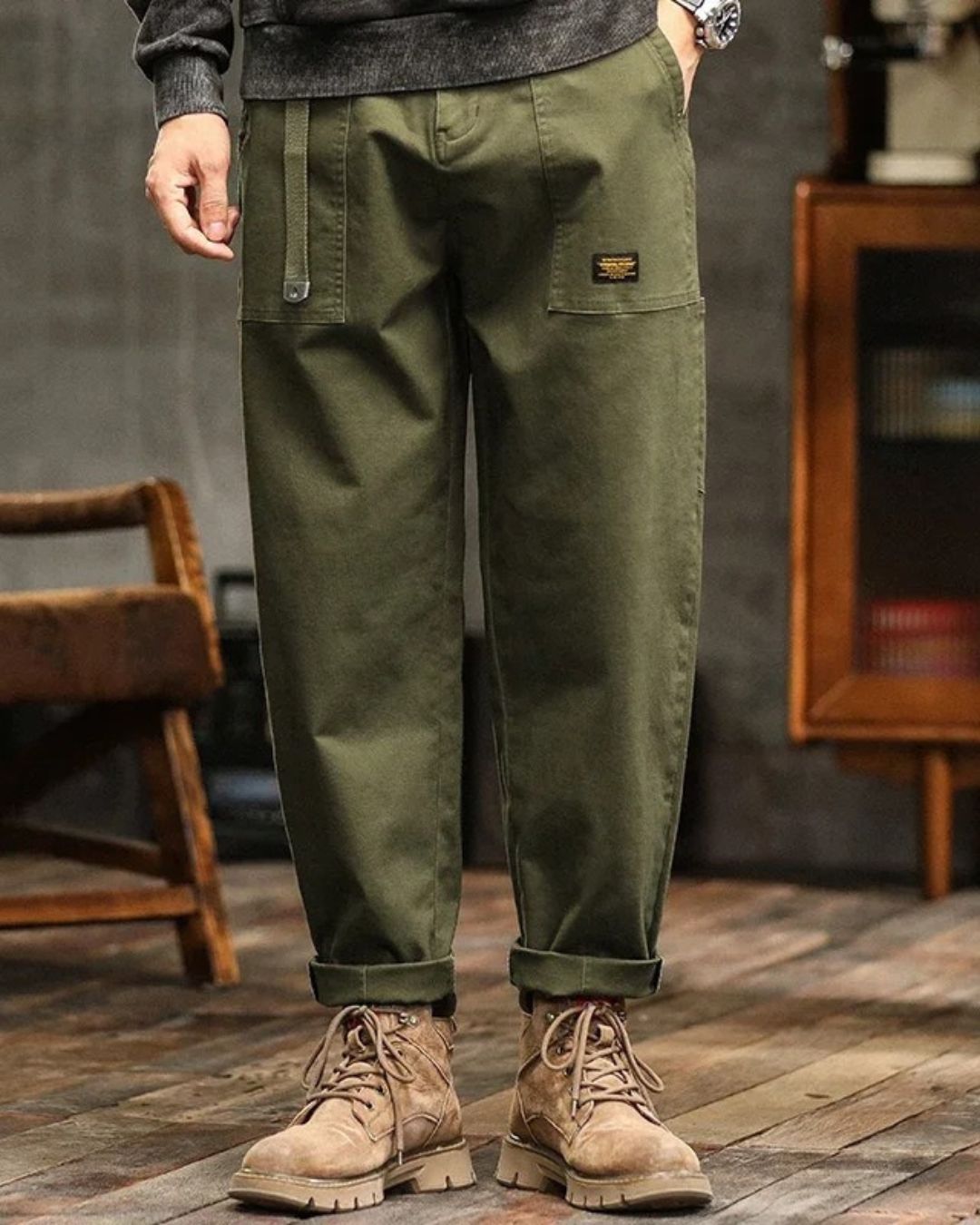 Cargo classic trousers for men | Straight cut -2