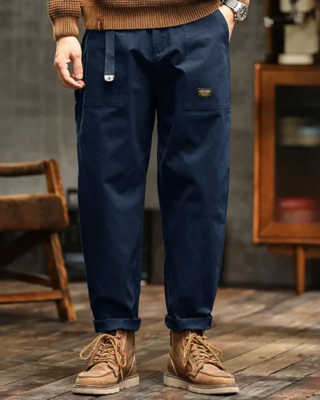 Cargo classic trousers for men | Straight cut -8