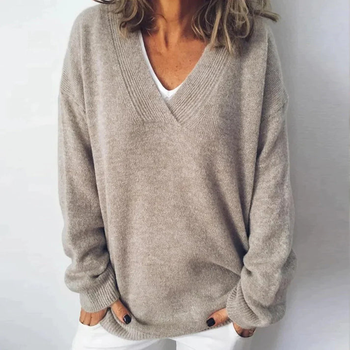 V-neck knit pullover sweater for women | Elea -1