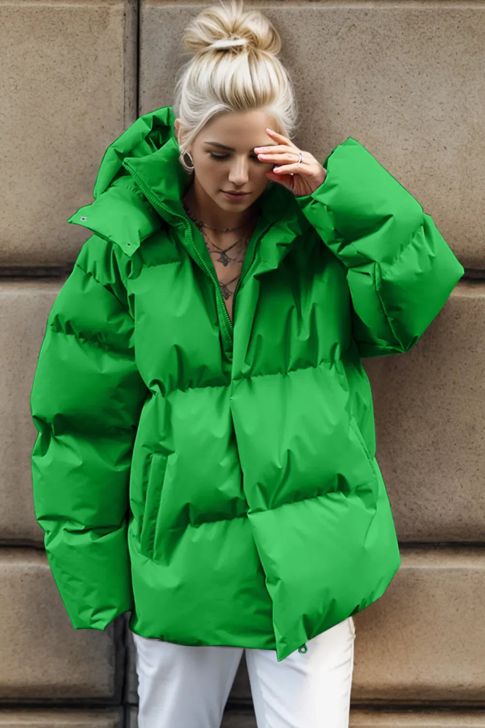 Puffer hooded winter coat warm jacket for women -13