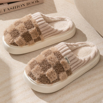 Winter cotton checked slippers for women | Janelle -2