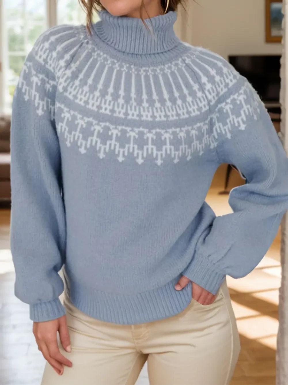 Turtleneck knitted winter sweater for women | Bruna -3