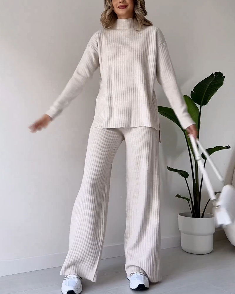 Elegant casual set for women | Ribbed style -7