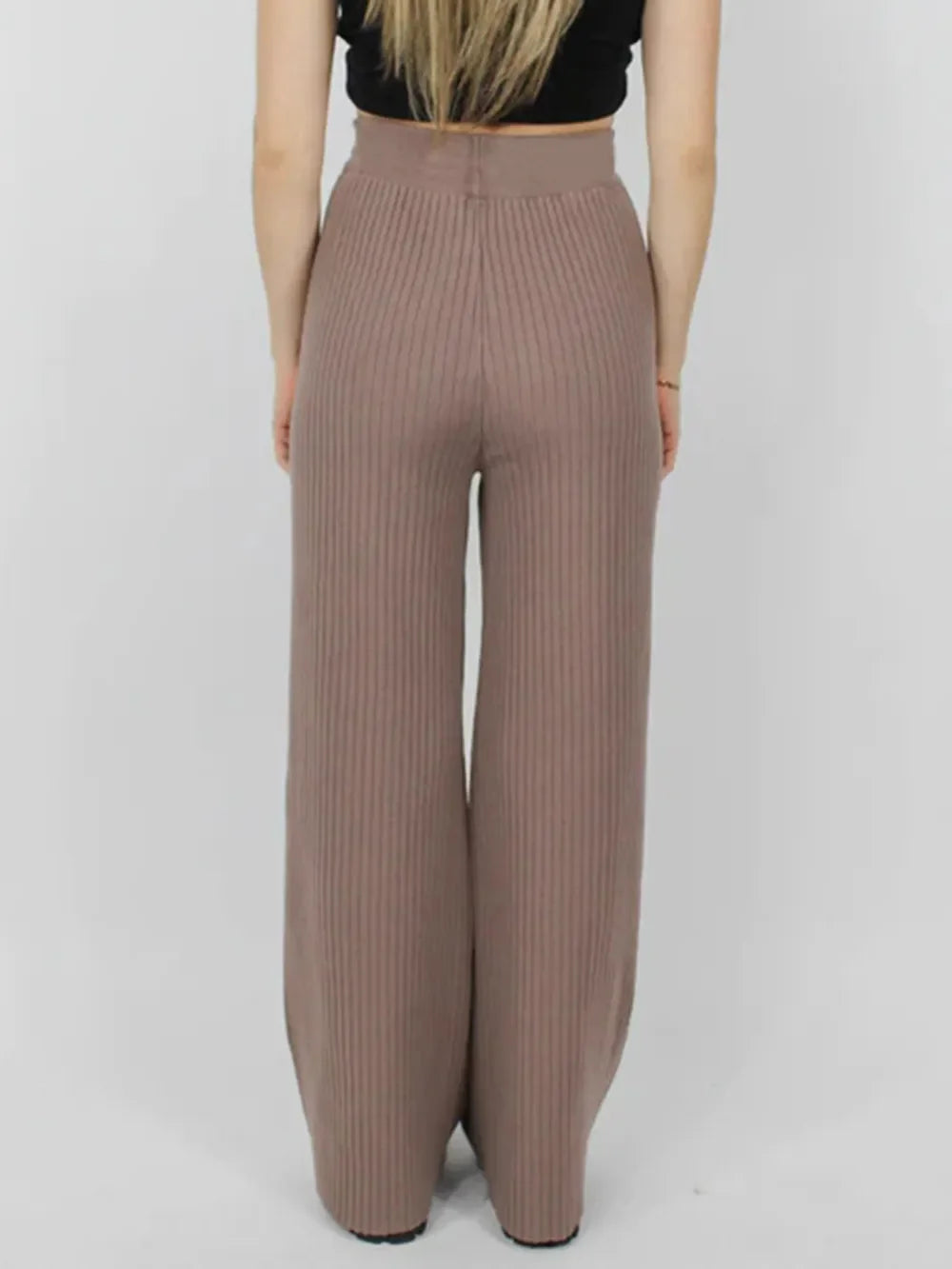 Leg casual high-waisted trousers for women | Wide -8