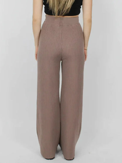 Leg casual high-waisted trousers for women | Wide -8