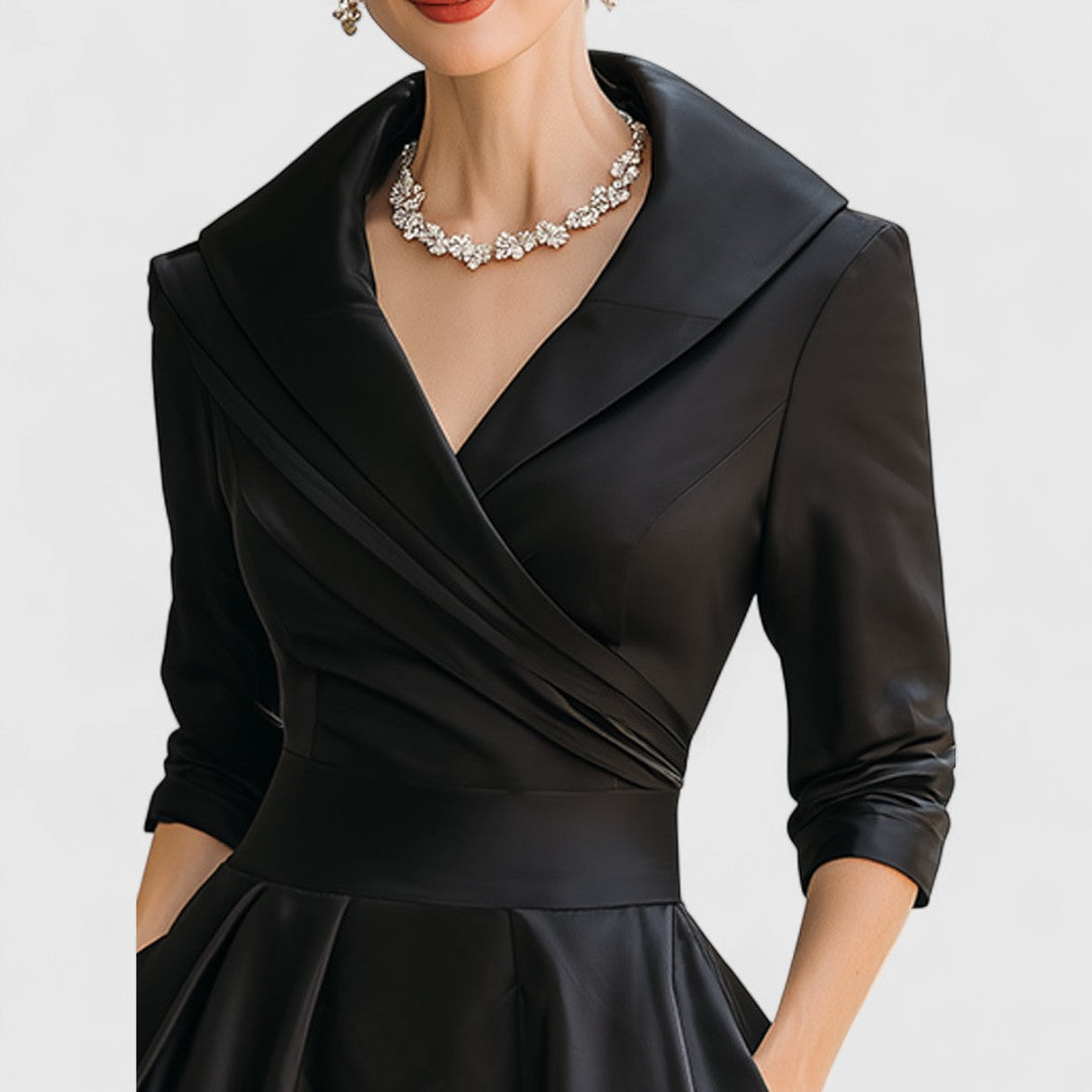 Elegant neckline crossed dress for women | Elise -7