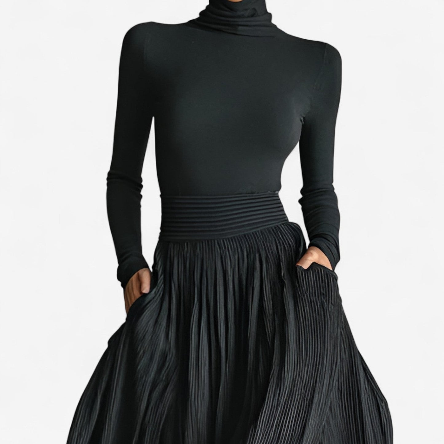Elegant flowy dress for women | High waist Maxi -2