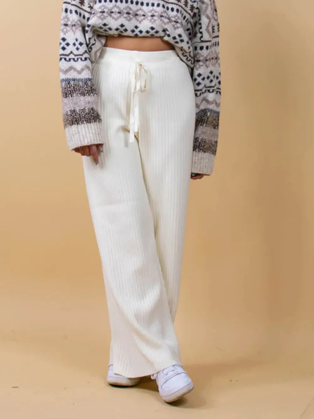Leg casual high-waisted trousers for women | Wide -4