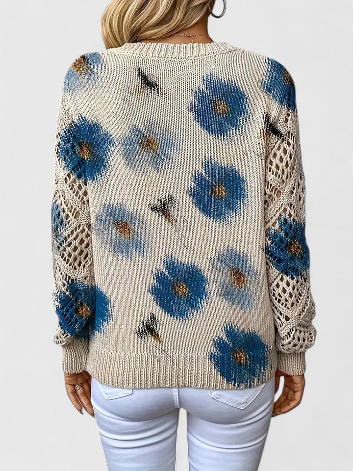 Elegant floral pattern sweater for women | Marivelle -5