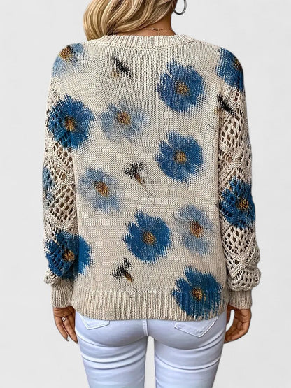Elegant floral pattern sweater for women | Marivelle -5