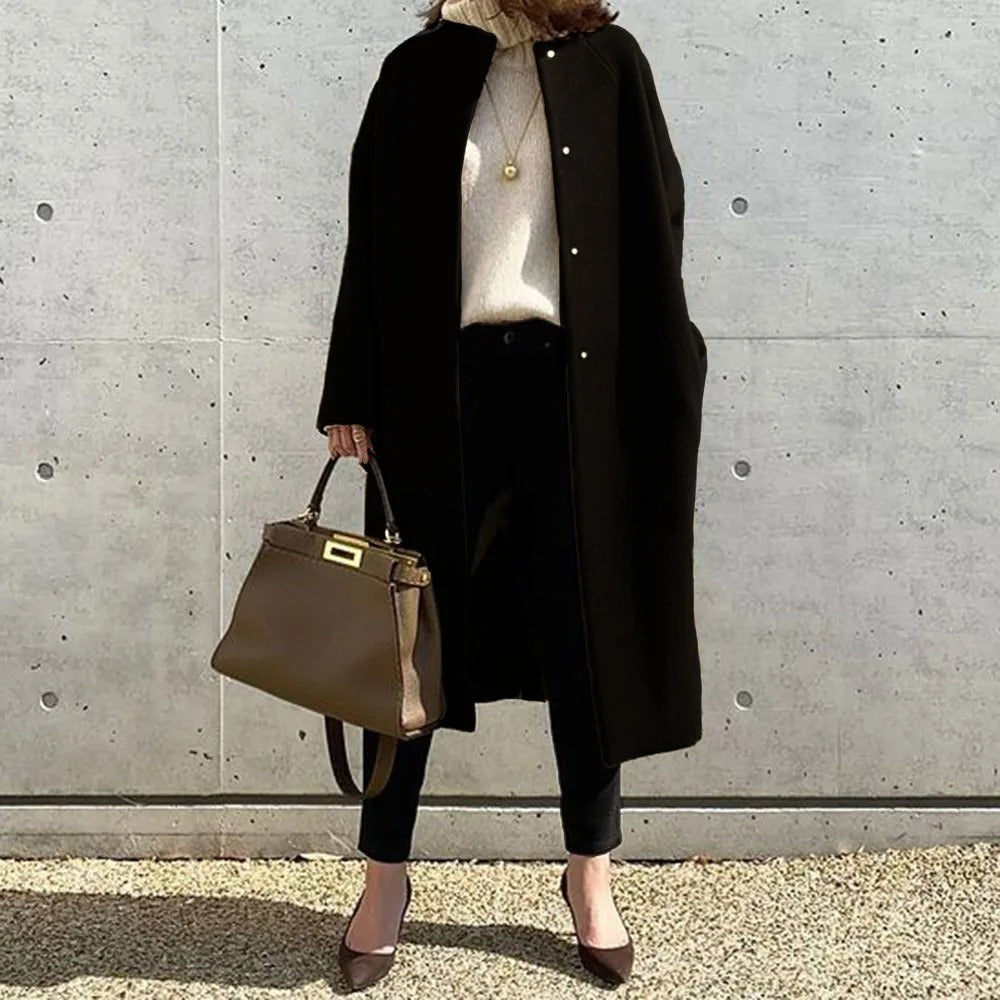 Straight elegant timeless coat for women | Anne Pairs -6