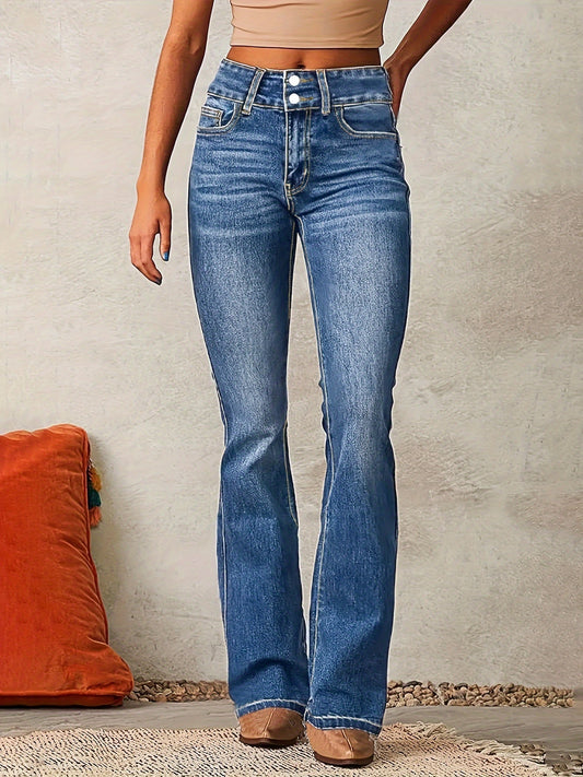 High-waisted flared jeans for women -1