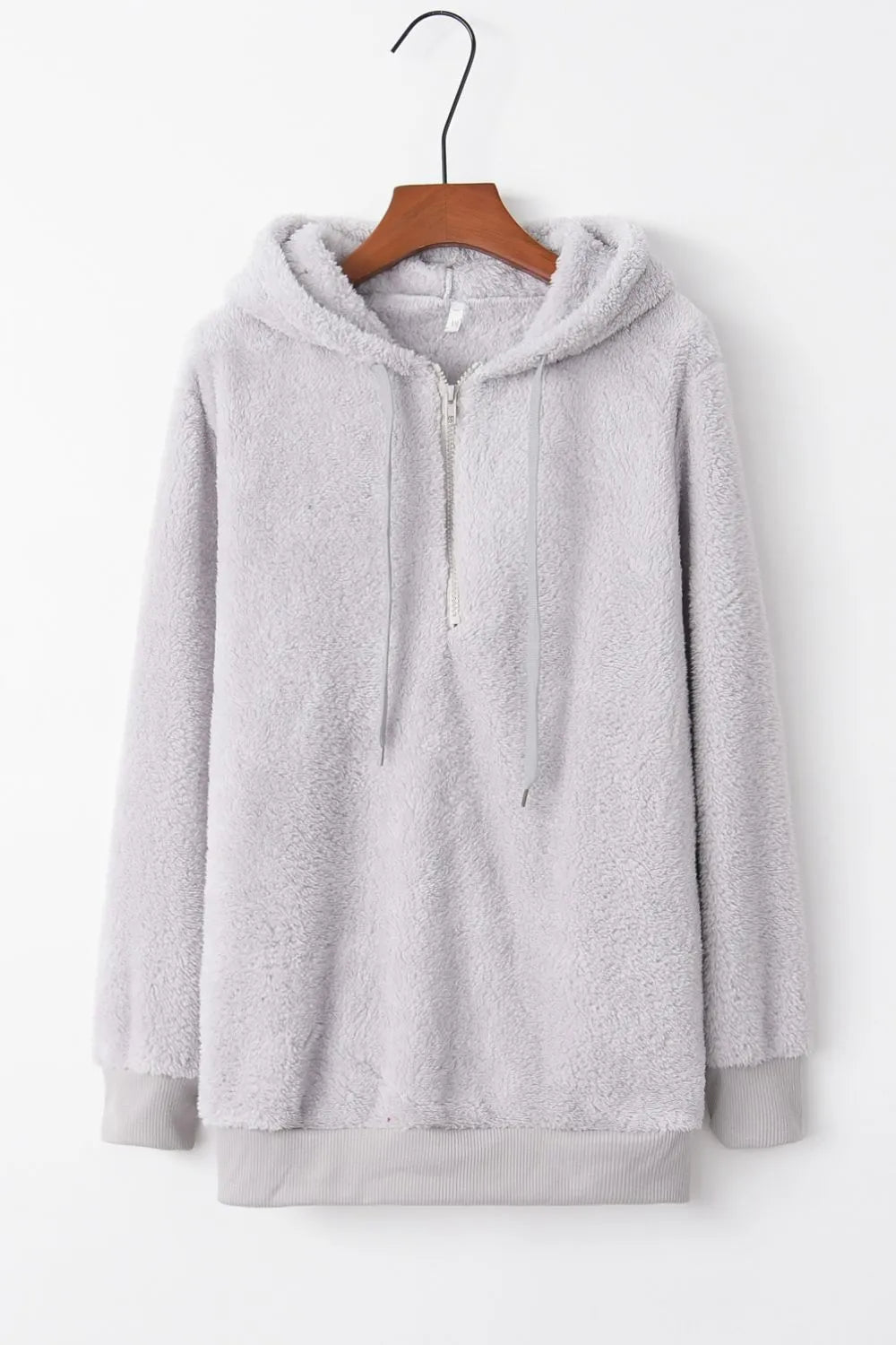 Plush demi-zip hoodie for women -11