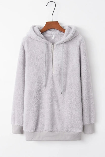 Plush demi-zip hoodie for women -11