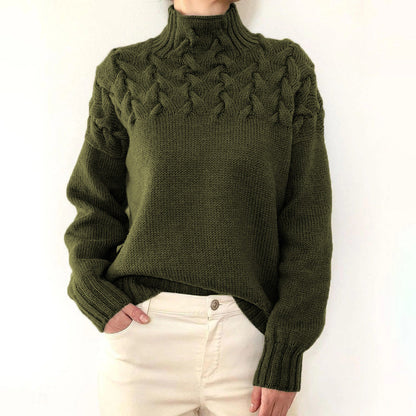 Sweater elegant knit cable-knit turtleneck for women | Ameliane -2