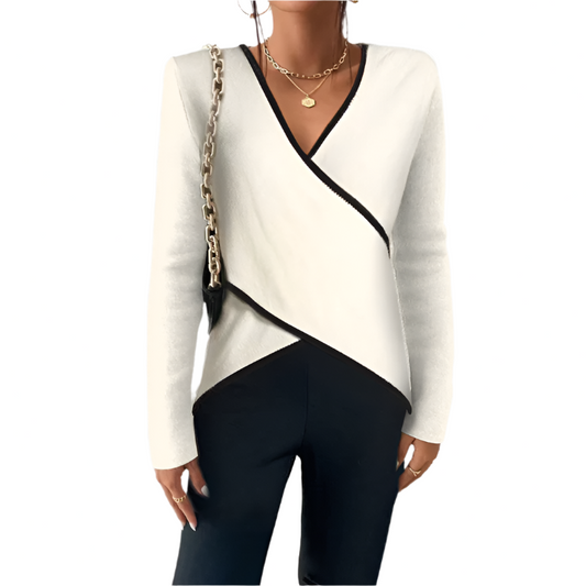 Elegant V-neck top for women | Skye -1