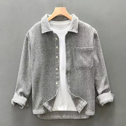 Cashmere button-up textured finish shirt for men | Elowen -2