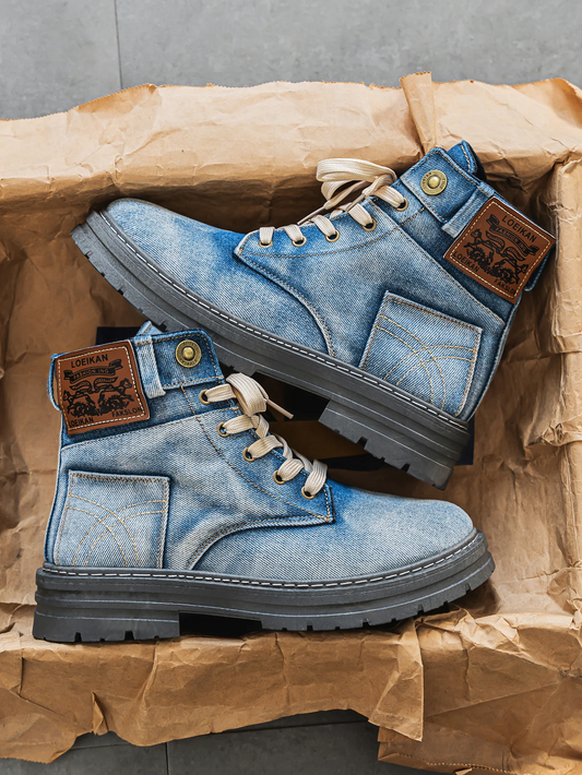 Cut utility rugged silhouette boots for men -1