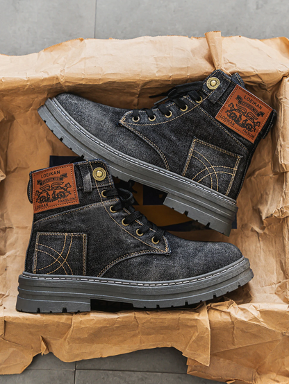 Cut utility rugged silhouette boots for men -4