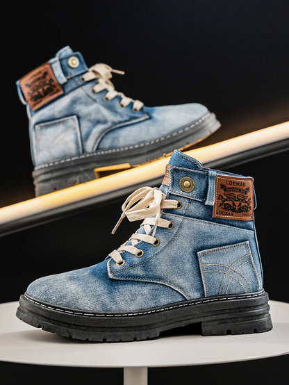 Cut utility rugged silhouette boots for men -2