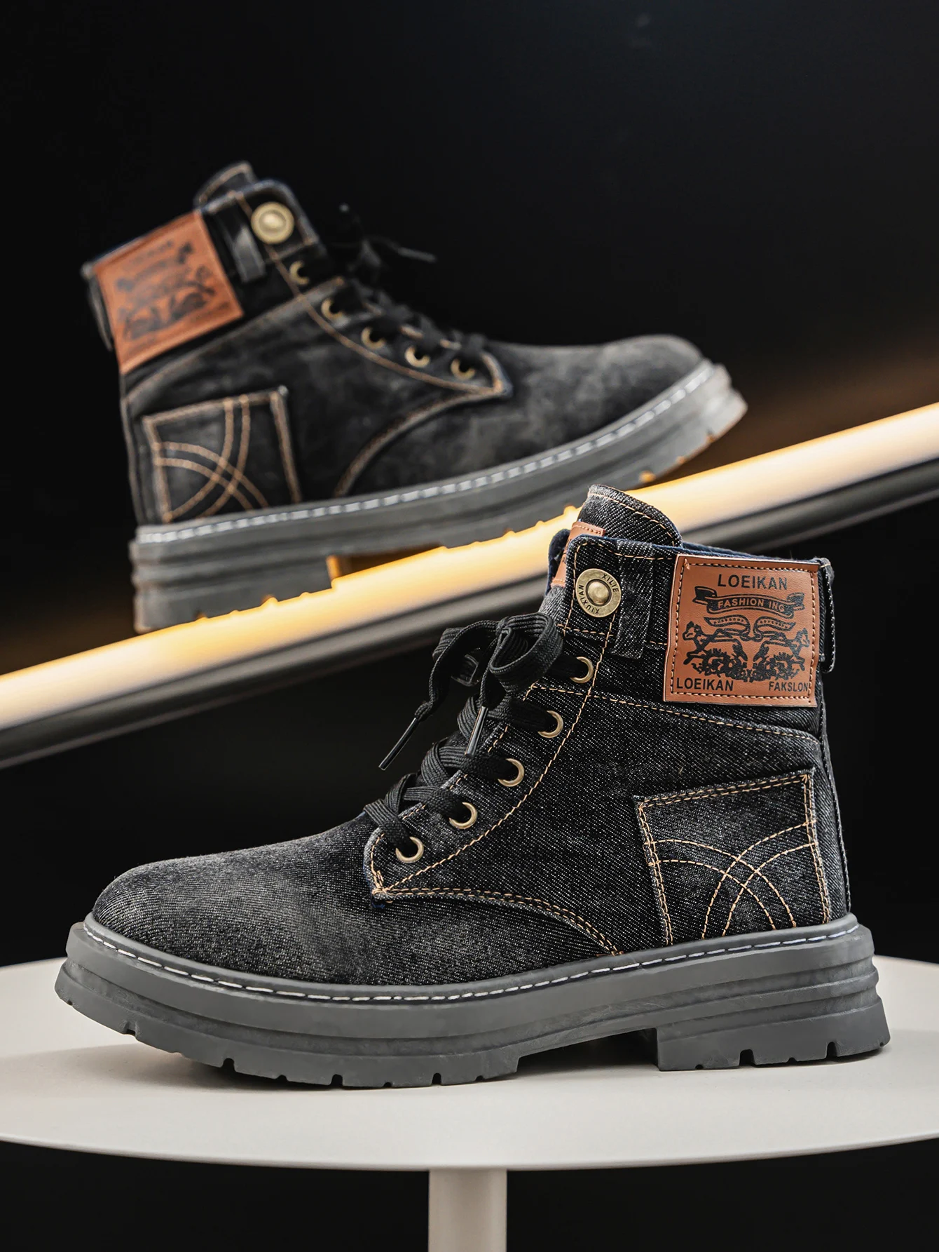Cut utility rugged silhouette boots for men -5