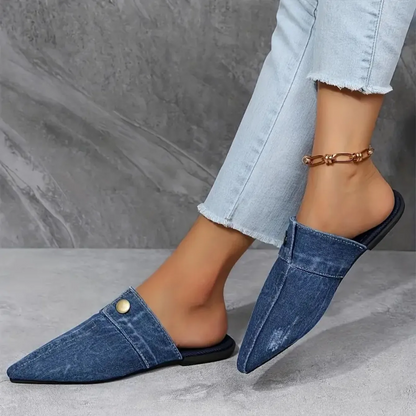 Aurora denim mule slide loafers for women | Denim Theory -6