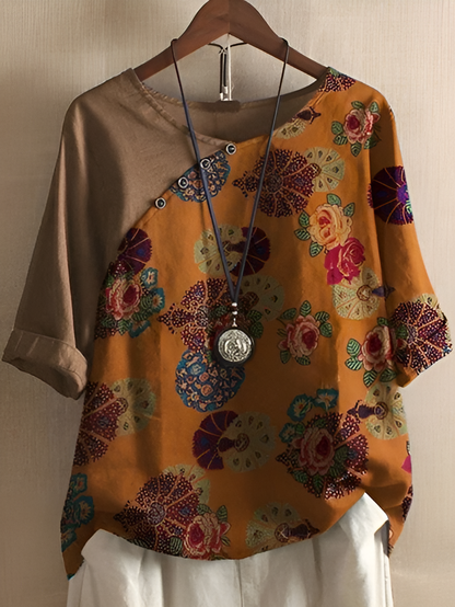 Floral short sleeves shirt for women | Livia -2