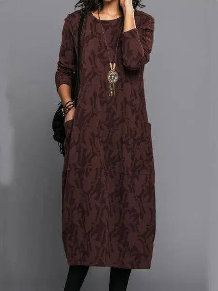 Relaxed floral midi pockets dress for women | Amara -8