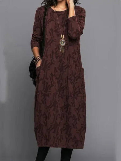 Relaxed floral midi pockets dress for women | Amara -8
