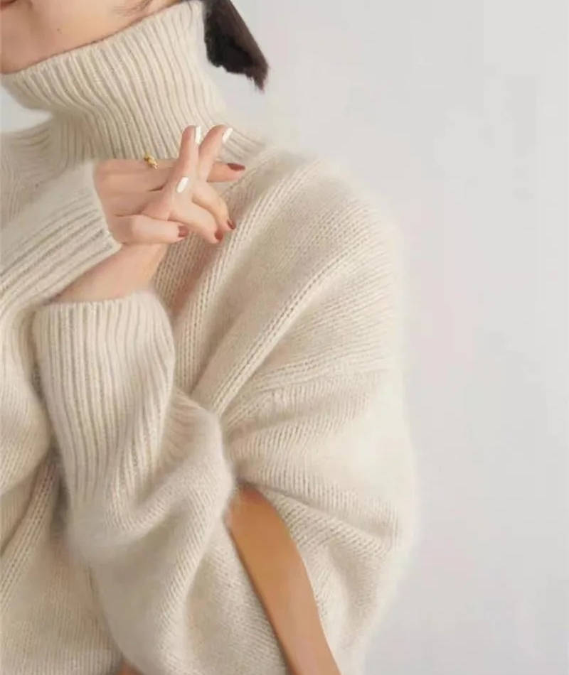 Soft knit pullover sweater turtleneck for women | Elowen -7