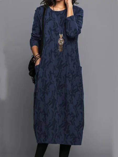 Relaxed floral midi pockets dress for women | Amara -4