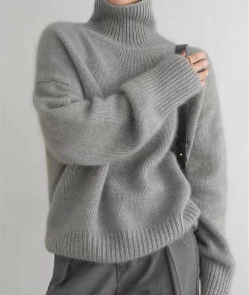Soft knit pullover sweater turtleneck for women | Elowen -9