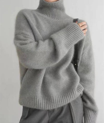 Soft knit pullover sweater turtleneck for women | Elowen -9