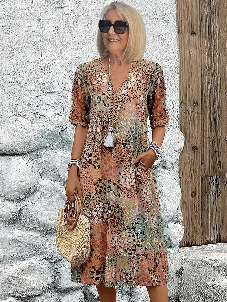 Elegant floral midi dress for women | Harper -1