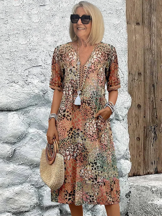 Elegant floral midi dress for women | Harper -1