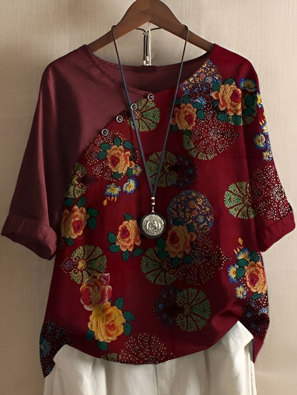 Floral short sleeves shirt for women | Livia -4