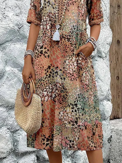 Elegant floral midi dress for women | Harper -7