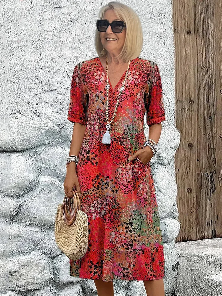 Elegant floral midi dress for women | Harper -3
