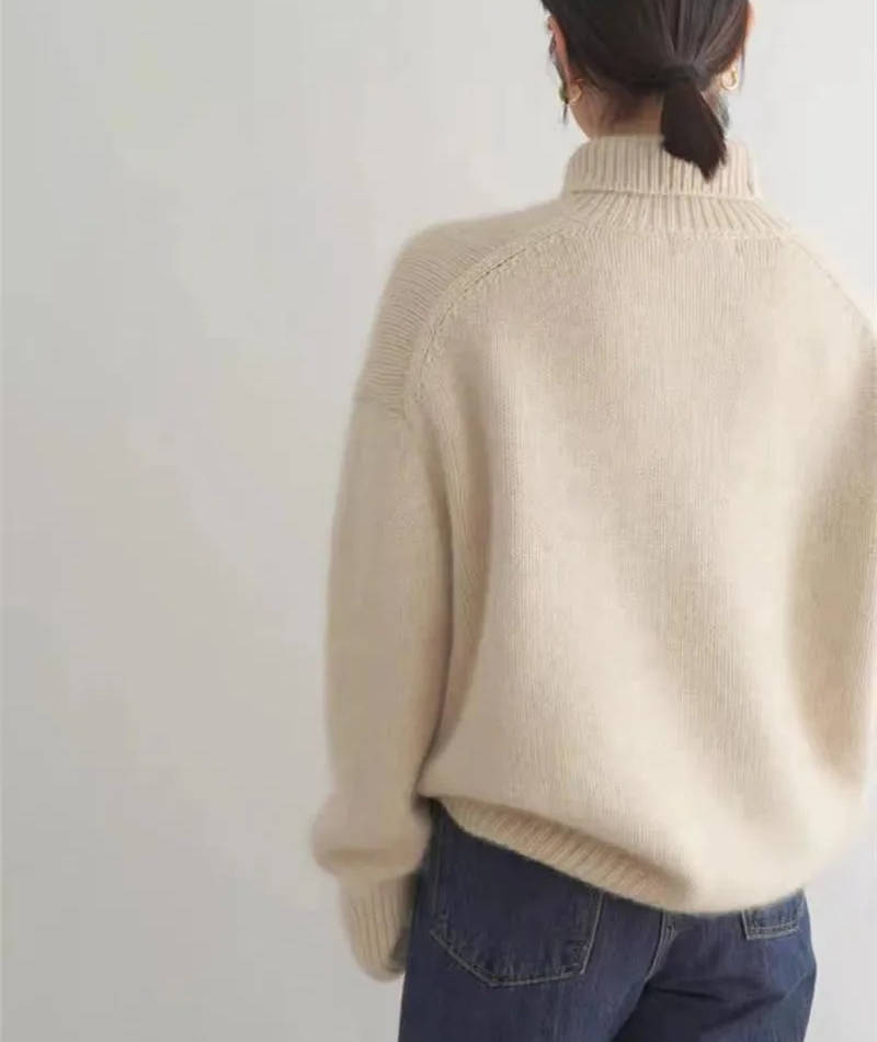 Soft knit pullover sweater turtleneck for women | Elowen -8