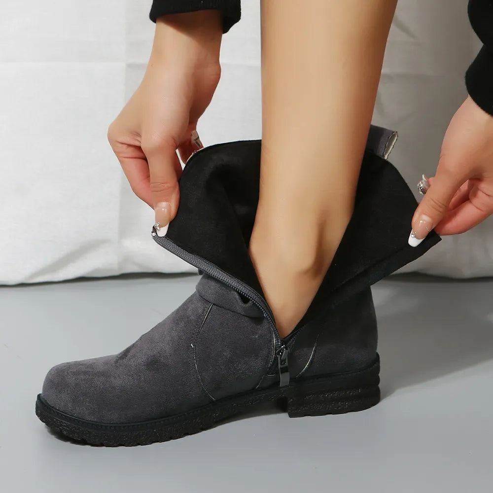 Ankle heel bas suede boots for women | Alexandrine -11
