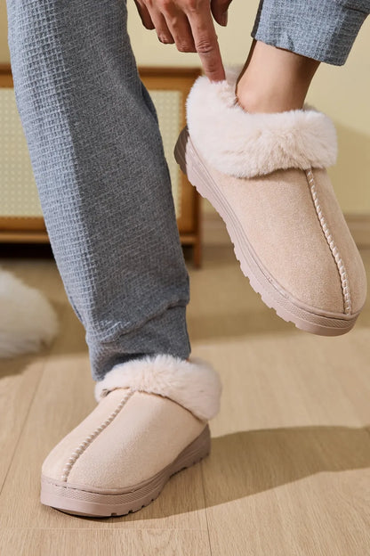 Slip-on faux fur slippers for women | Platform sole -13