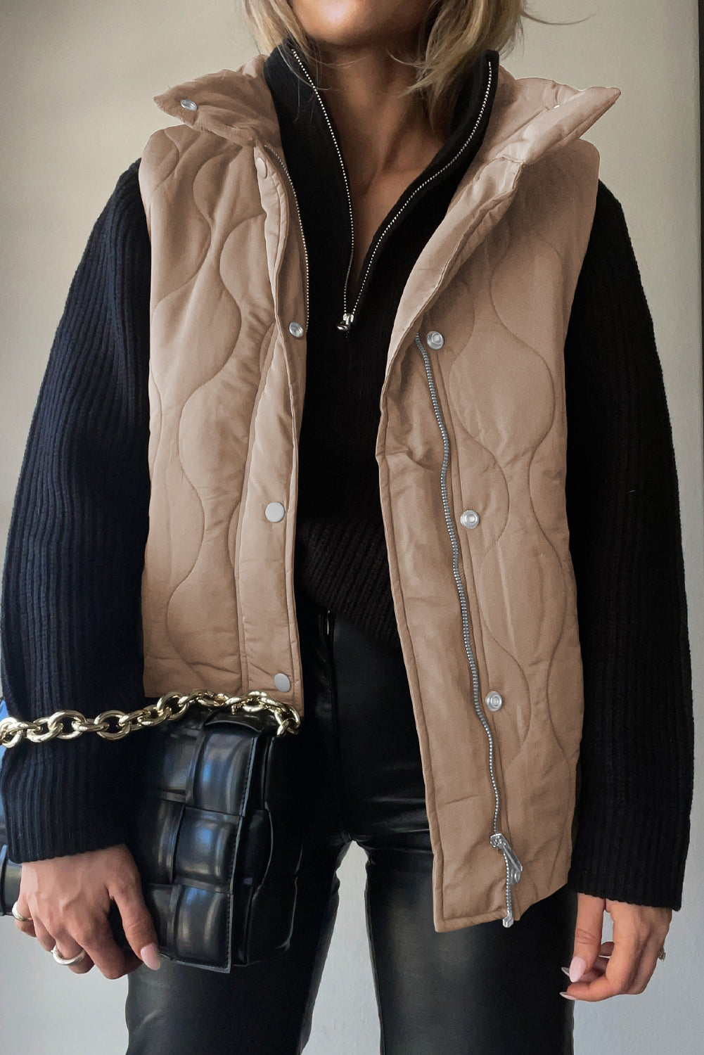 Quilted winter coat lightweight sleeveless vest for women | Krist -21
