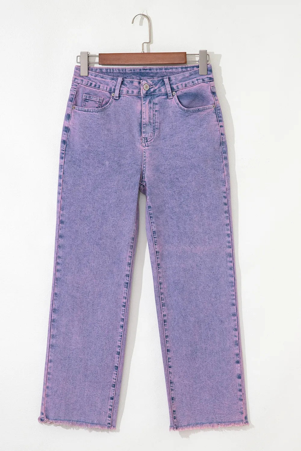 Court violet jeans for women | Denim washed with hem raw -3