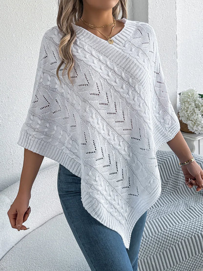 Poncho knit top cable-knit sweater for women -6