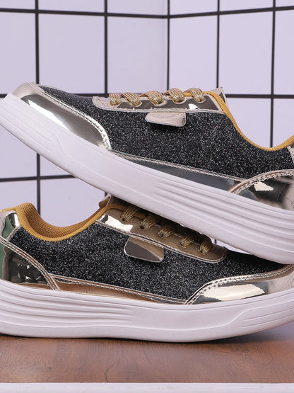 Walking platform casual shoes metallisees sneakers for women | Carine -2