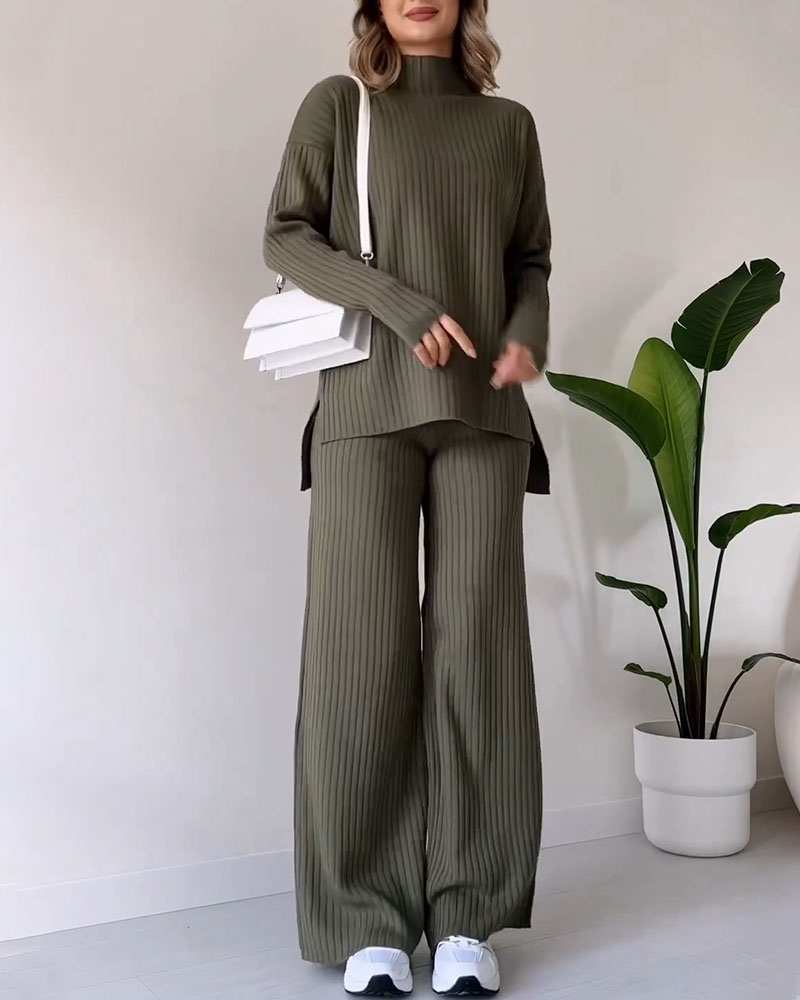 Elegant casual set for women | Ribbed style -5