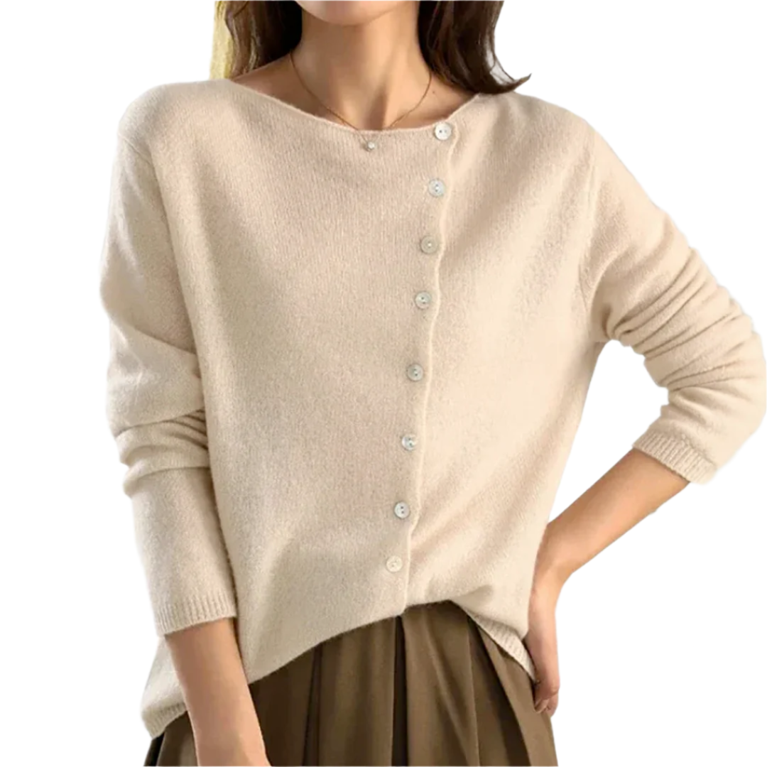 Elegant button-up side cardigan for women | Perrin -2